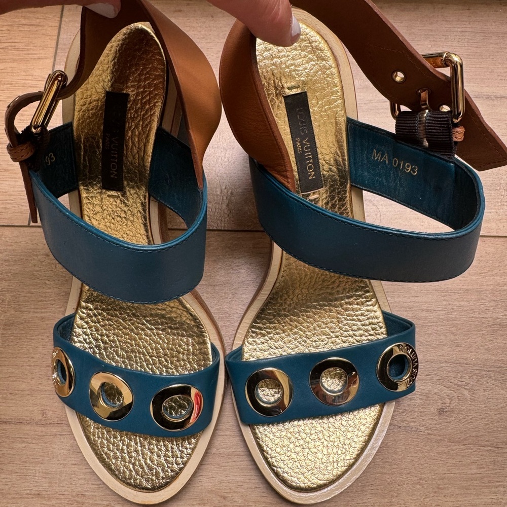 Louis Vuitton Blue and Brown Sandals